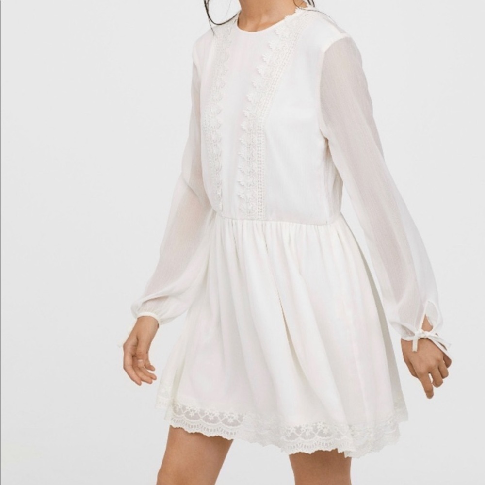 H&M off white chiffon dress with Lace